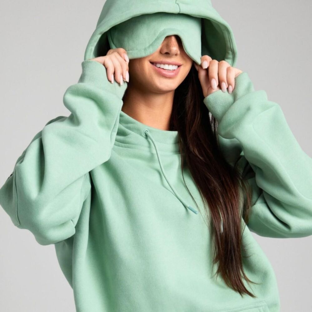 Comfrt Women's Green and Cream Hoodie